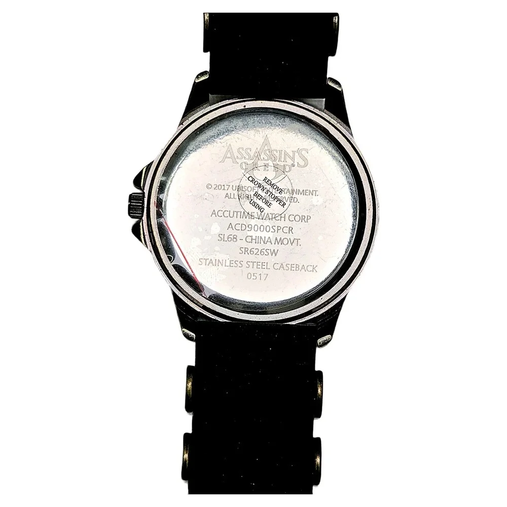 Assassins Creed Video Game Accutime Watch Bronze Studded Rubber Strap Official